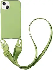 CQUUKOI Compatible with iPhone 6/7/8/SE2/SE3,Crossbody Phone Case with Lanyard Cute Soft Silicone Case with Adjustable Shoulder Strap Shockproof Protector Compatible with Women Girls Green