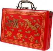 CLISPEED Mahjong Holder Box Mahjong Storage Container with Handle Box for Storage and Display for Friends and Family