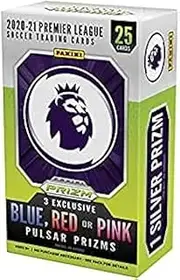 2020-21 Panini Prizm Premier League Cards - Blaster Cereal Box (25 Cards - 1 Base Silver Prizm, 1 Base Blue Pulsar Prizm, 2 Exclusive Base Pulsar Prizms & 1 Insert)...
