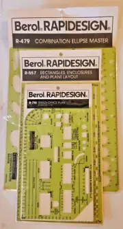 3 Berol RAPIDESIGN Templates R-479 & R-557 & R-710 NEW!