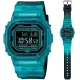 【CASIO 卡西歐】G-SHOCK 智慧藍芽 半透明漸層配色方形電子錶-藍(DW-B5600G-2 防水200米)