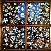 113 PCS Snowflake Window Clings, GeeRic Winter Decorations 4 Sheets Christmas Window Cling Stickers Snowflake Stickers Removable for Christmas Home Shop Party Window