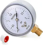 BPSSDI 0-3 Psi Low Pressure Gauge, Capsule Gauge with 304 Stainless Steel Case, 2.5" Dial Size, 1/4" NPT Lower Mount, Zero Adjustment, for Air Water Gas Pressure Test