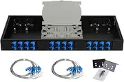 FYBOPTWU-24 Singlemode 24 Port SC-UPC Rack Mount Enclosure Box with Pigtails & Couplers, 24 Core LGX Loaded Patch Panel Box fits for 19" Racks Cabinet