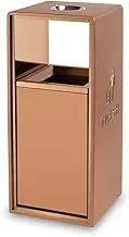 Outdoor Trash Can Outdoor Trash Can Square Metal Ashtray Column, Modern Household Commercial Large Trash Can (with Ashtray) Gold White Gray Outside Garbage can(Gold)