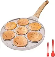 Smiley Face Pancake Pan, 7 Holes, Non-Stick, 26.5cm, White