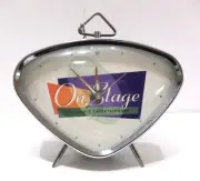 Vtg Centric Retro Triangular Silver Analog Alarm Clock "On Stage" Harrah's