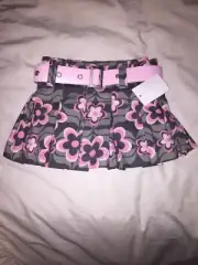 NWT Pumpkin Patch Pleated Gray & Pink Floral skirt 6-12 months