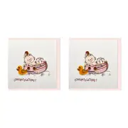 2x Boyle Handmade Paper Quilled 15cm Greeting Card Congratulations Baby Pink