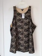 Torrid Size 3 Black Stretch Lace High Neck Tank Whimsy Goth Wednesday Witchy