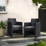2x Gardeon Outdoor Chairs Dining Patio Furniture Lounge Setting Wicker Garden