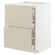 METOD / MAXIMERA base cab f hob/2 fronts/3 drawers, white/Havstorp beige, 60x60x80 cm