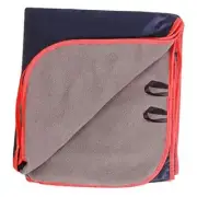 Large Waterproof Stadium Blanket for Cold Weather, Soft Dark Blue/Light Grey