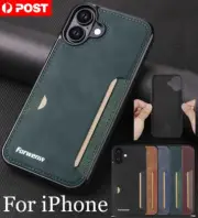 For iPhone 16e 15 14 13 12 11 Pro Max XS Plus Case Card Holder Leather TPU Cover