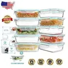 Versatile 10 Pack Glass Meal Prep Containers - 22oz Blue Lids, Microwave Safe