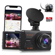Dash Cam Front and Rear, 4K+1080P WiFi GPS Dash Camera for Cars with 64G SD