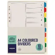 J.Burrows A4 10 Tab Dividers Plastic
