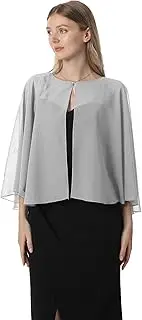 [Baoqiya] Wedding Capes Bridal Capelet Chiffon Lace Shrug Shawls and Wraps for Evening Dress