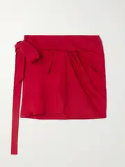 [Isabel Marant] Isabel Marant - Berenice Asymmetric Draped Cotton-jersey Mini Wrap Skirt - Red - small small Red