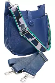 AHDORNED Multi Strap Pebble Grain Tab Front Large Messenger Navy