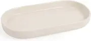 INGOFIN 7" Ceramic Bathroom Vanity Tray - Bathroom Organizer Countertop Tray for Perfume, Jewelry, Candles, Small Kitchen Counter Soap Tray, Decorative Tray for Bathroom Vanity and Toilet Tank, Beige