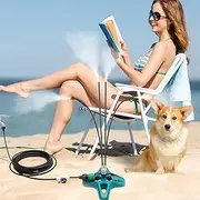 Outdoor Patio Standing Misters,Portable Misting Cooling System 4 Misting Nozzles + (8M) Misting Line for Pool, Garden, Stand Mister for Outside Pet Cooling, Backyard Kids Water Playing