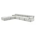 Foret 6 Seater Arm Sofa Modular Ottoman Velvet Tufted Lounge Couch Chaise Beige