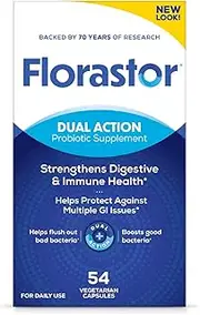 Florastor Probiotic Saccharomyces Boulardii, Daily Supplement for Women and Men Proven to Support Digestive and Immune Health (54 Capsules)