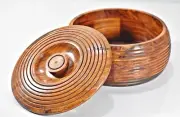 Hand Carved Wooden Tortilla Indian Chapati Box for Storing Roti, Chapati.
