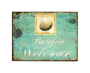 Barefeet Welcome Metal 25cm Sign Board Home/Room Decorative Hanging Signage