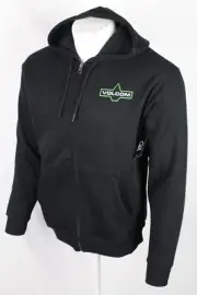 Volcom Men's Full Zip Hoodie M Roundabout Graphic Sweatshirt Medium Black