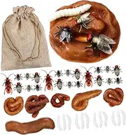 ORFOFE 1Set Realistic Fake Poop Prank Fake Maggots Cockroaches Flies for April Fool Day Pranks and Fun Party Decorations