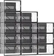 [Linghome] Large Shoe Storage Box, Height 18cm Shoe Boxes Good for Boot&High Heels- Clear Plastic Stackable Shoe Organizer (Fit Up to Size 13)