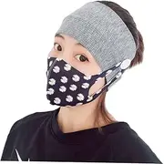 [Healeved] 2pcs Yoga Headwear Hair Accessories Headband with Buttons for Face Cover Sports Headband Elastic Headbands Hair Jewls Headbands for Yoga Hairband for Sports Running Headband Grey