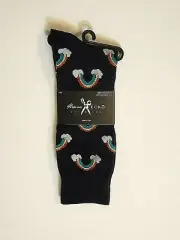 MARC ECKO RAINBOW SOCKS Novelty BLACK (SHOE Sz 6-12) NWT
