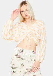 Like Sunlight Ruched Fuzzy Sweater