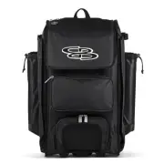 Catchers Superpack Hybrid Rolling Bat Bag - Black - Wheeled & Backpack Version