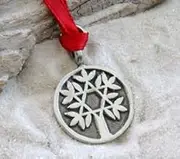 Pewter Tree of Life with Star of David Christmas Ornament and Holiday Decoration