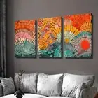 3pcs Colorful Geometric Mosaic Puzzle Wall Art Canvas Framed 50x70cm