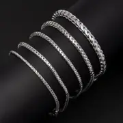 Rhodium Franco Chain Bracelet Solid Sterling Silver 925 Italy All Sizes