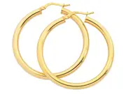 9kt Yellow Gold Silver Infused 30mm Hoop Earrings
