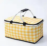 Insulated Picnic Basket Cooler Bag with Leak-Proof Liner, 26L Large Capacity for 12 Adults, Picnic Basket with Sturdy Handles for Outdoor Activities, Travel, Beach, Camping (Yellow)
