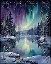 Aurora Paint by Numbers Kit for Adults - DIY Colorful Northern Lights Over Icy River Painting on Canvas 16x20 Inches, Acrylic Paint Set, Suitable for Beginners, Art for Home Decoration/Gifts