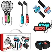 Nintendo Switch Zubehör Oled 10 In 1，2022 Nintendo Switch Zubehör Mit Joy-Con Controller, GolfschläGer Griff, TennisschläGer FüR Mario Tennis Ace, Armbinden Und Beingurt Verstellbarer Elastischer Gurt