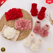 Cute Lace Flower Baby Headbands & Socks Sets Cotton Non-Slip Anklets Stockings