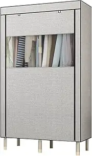 High-end Wardrobe, Detached Clothes Storage Organizer Portable Fabric Clothing Cabinet Hanging Rail with Transparent View Window(Size:190 * 85 * 130CM) (190 * 85 * 50CM)