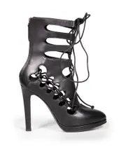 Black Leather Lace-Up Boots