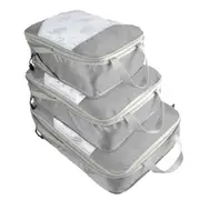 3-Piece Travel Compression Storage Bags -Grey