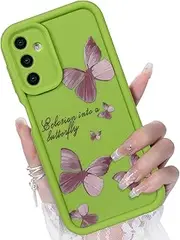 [CASBST] for Samsung Galaxy A14 5G Case, Creative Flower Pattern Design Girls Women Liquid Silicone Cover, Thicker Frame Shockproof and Scratch-Resistant Soft Case for Samsung A14 - Green
