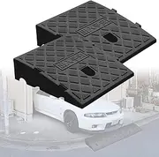 Rubber Threshold Ramp, 2 Packs Curb Ramp for Driveway, Non-slip Doorway Car Ramps for Wheelchair Scooter Motorcycle, 3300 Lbs Load Capacity,9.8*10.6*2.7inch